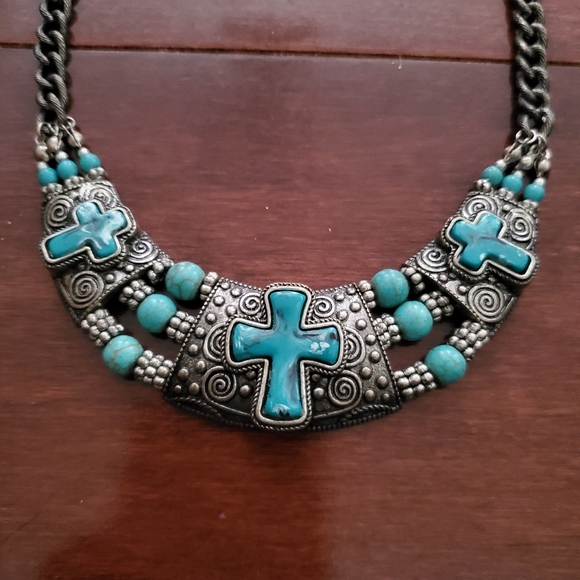 Jewelry - Boho Turquoise Cross Necklace